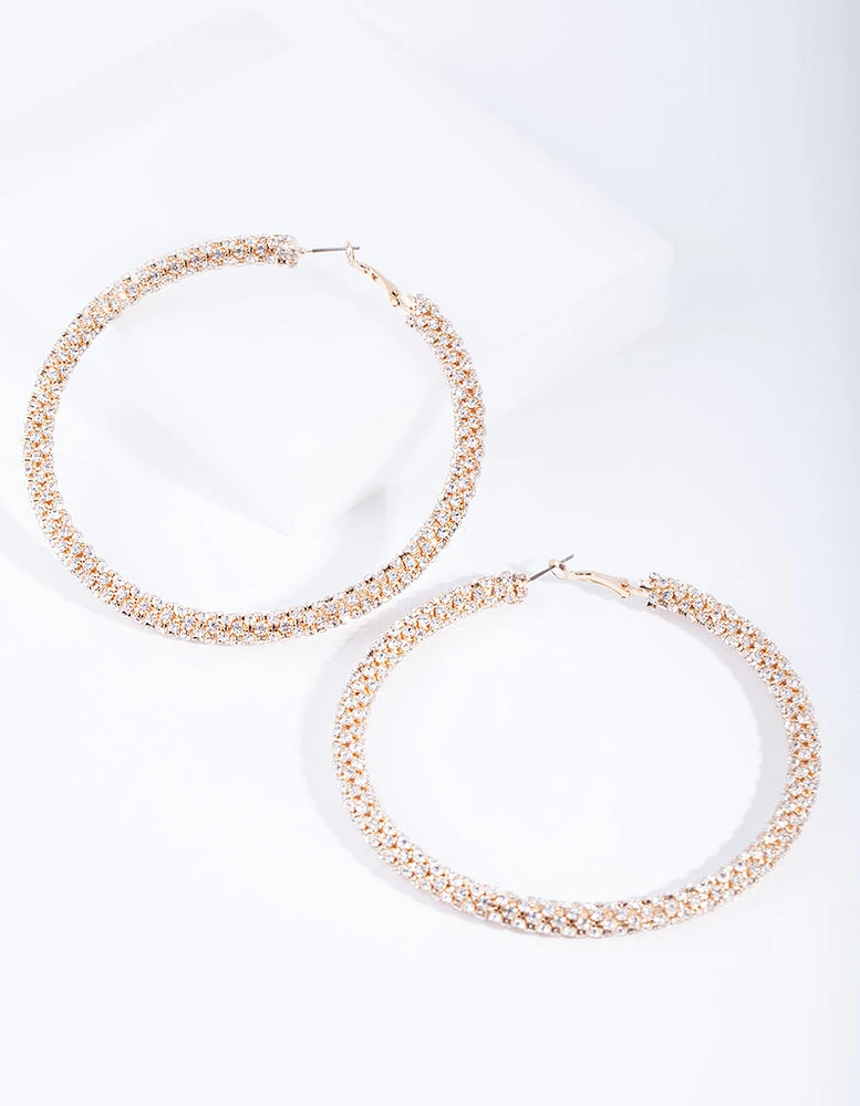 Gold Large Diamante Cup Chain Hoop