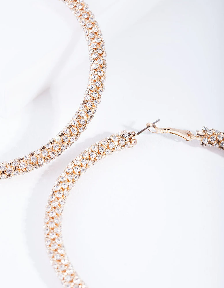 Gold Large Diamante Cup Chain Hoop