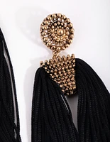 Black Tassel Drop Earrings