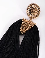 Black Tassel Drop Earrings