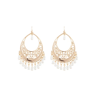 Gold Filigree Teardrop Pearl Chandbali Earrings