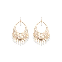 Gold Filigree Teardrop Pearl Chandbali Earrings