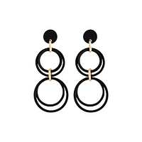 Matte Rubber Black Multi Circle Earrings