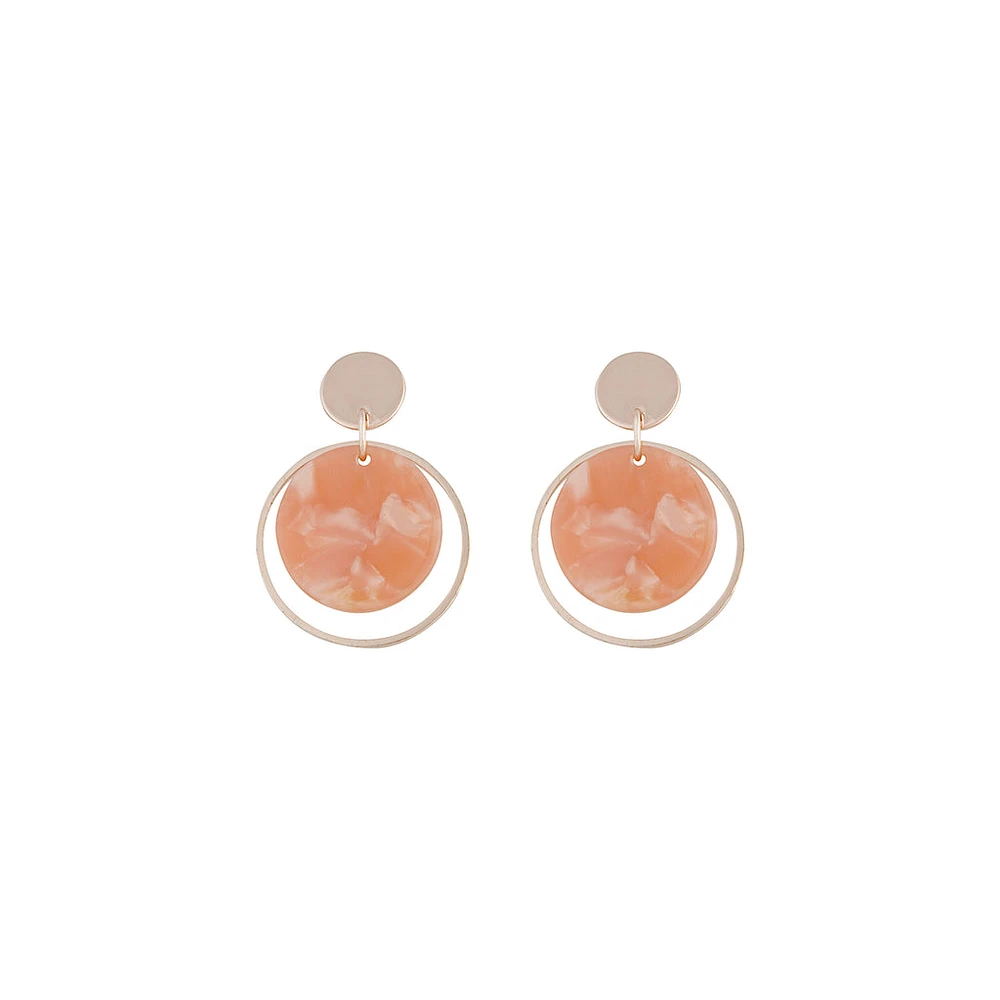 Rose Gold Circle Acrylic Disc Earrings