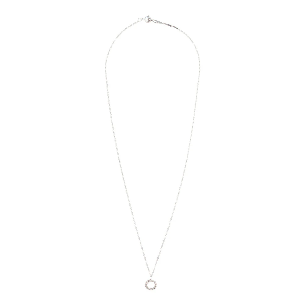 Sterling Silver Circle Diamante Pendant Necklace