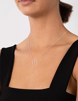 Sterling Silver Circle Diamante Pendant Necklace