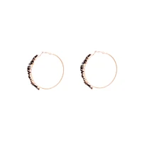 Rose Gold Black Stone Hoop Earrings