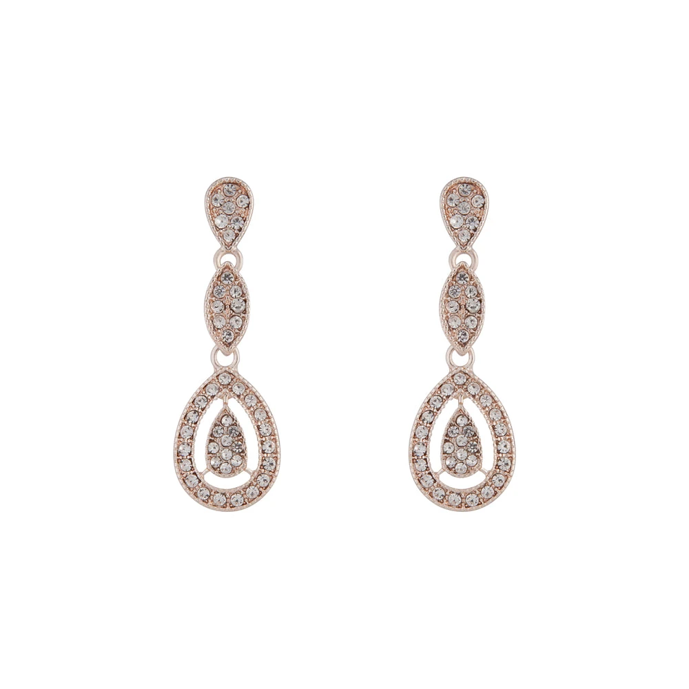 Rose Gold Stone Set Cut Out Earrings