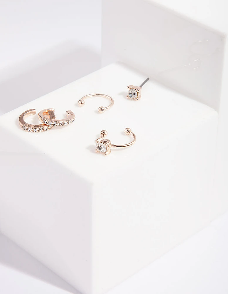 Rose Gold Diamante Cuff Ear Pack