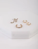 Gold Diamante Snake Cuff Earring 4-Pack