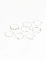 Silver Diamond Cut Twist Ring 8-Pack