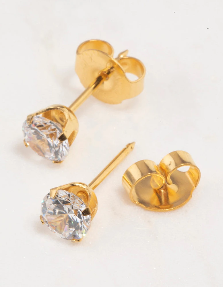 Gold 24K Cubic Zirconia 24K Piercing Stud