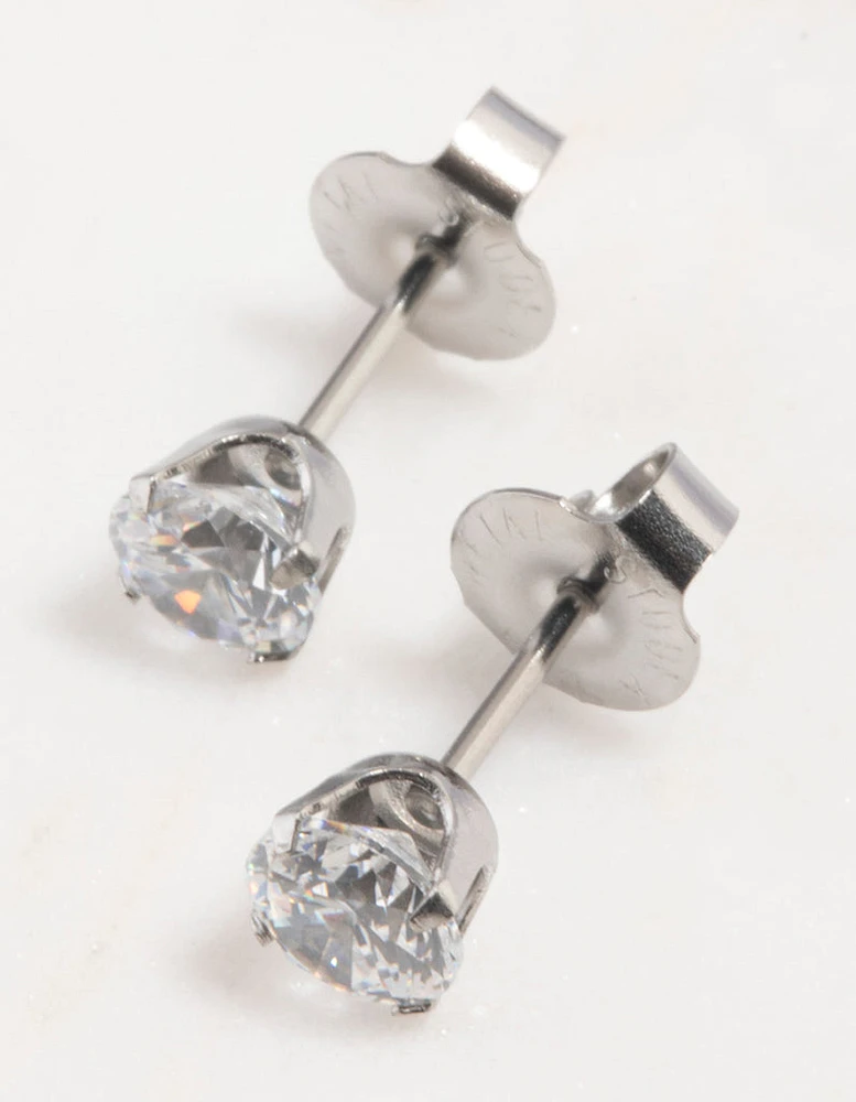 Surgical Steel Cubic Zirconia Piercing Stud 5mm