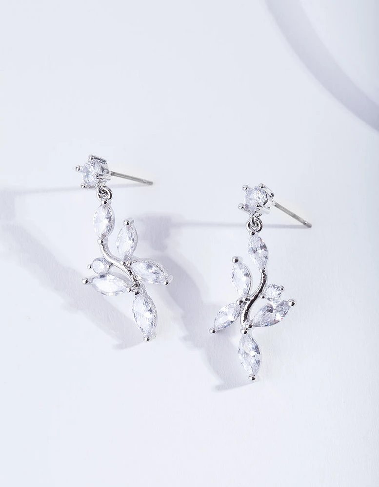 Floral Drop Diamond Simulant Earring