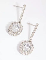 Diamond Simulant Oval Bar Earrings