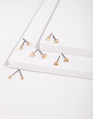 Gold Micro Stud Earring 5-Pack