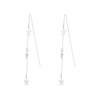 SIlver Mini Star Thread Through Earrings