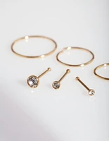 Gold Nose Stud & Hoop 6-Pack