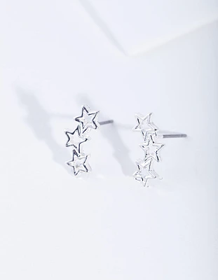 Silver Starline Cut Out Stud Earrings