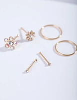 Gold Flower Nose Jewellery 6-Pack