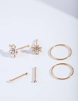 Gold Flower Nose Jewellery 6-Pack