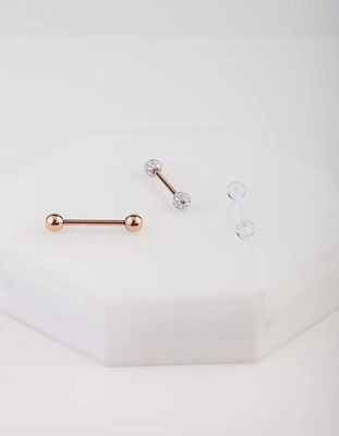 Rose Gold Surgical Steel & Acrylic Ferido Tongue Studs