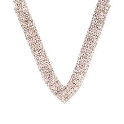 Rose Gold Diamante Necklace Earrings Jewellery Set