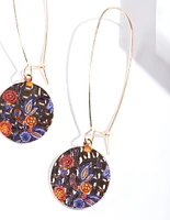 Gold Print Circle Earrings