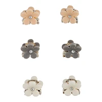 Blush White Grey Flower Diamante Hair Claw Pack