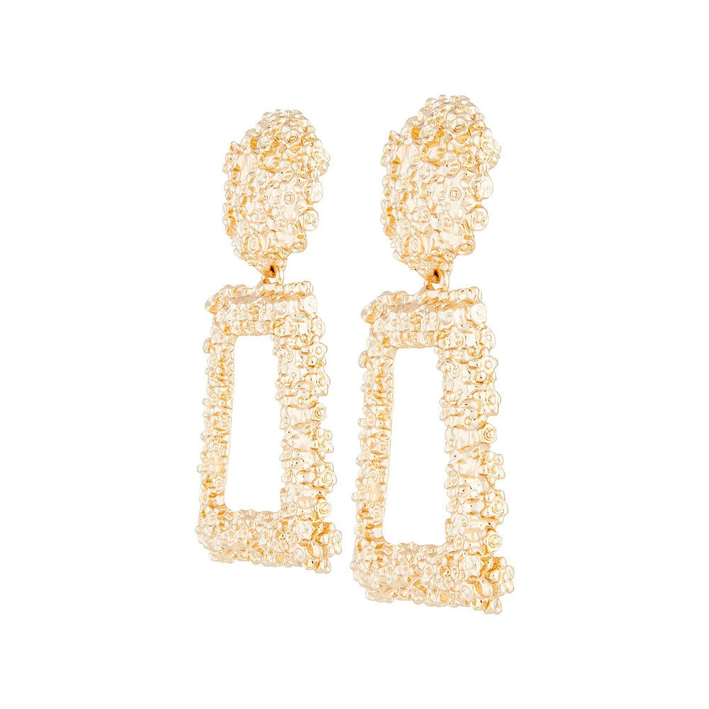 Gold Textured Geometric Drop Earrings