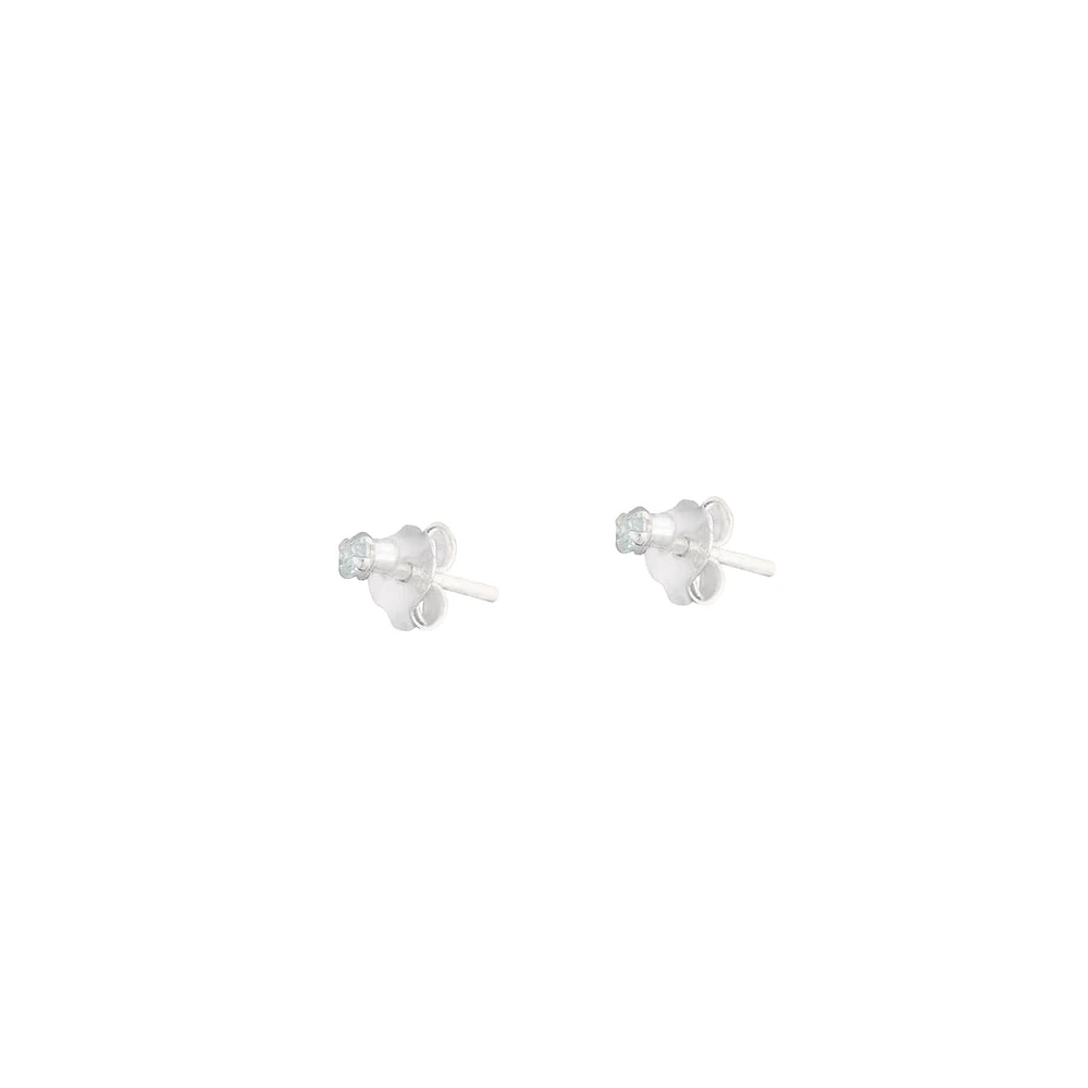 Sterling Silver Cubic Zirconia Micro Stud Earrings