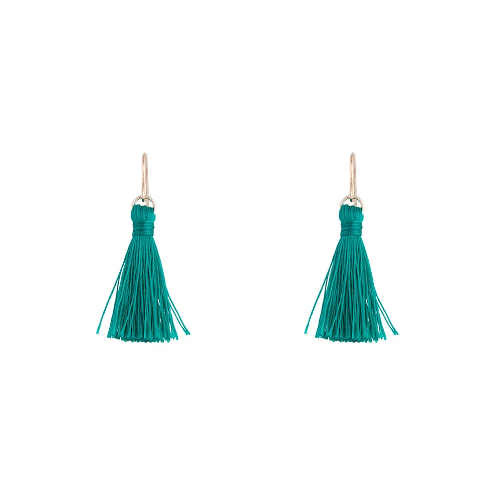 Rose Gold Green Mini Tassel Earrings