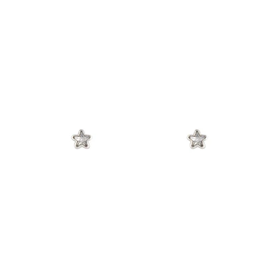 Silver Micro Star Stud Diamante Earrings