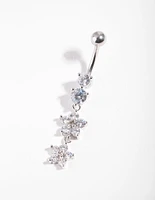 Surgical Steel Double Flower Drop Belly Bar