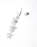 Surgical Steel Double Flower Drop Belly Bar