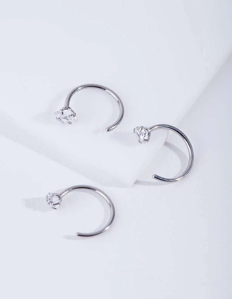 Crystal Nail Nose Ring Pack