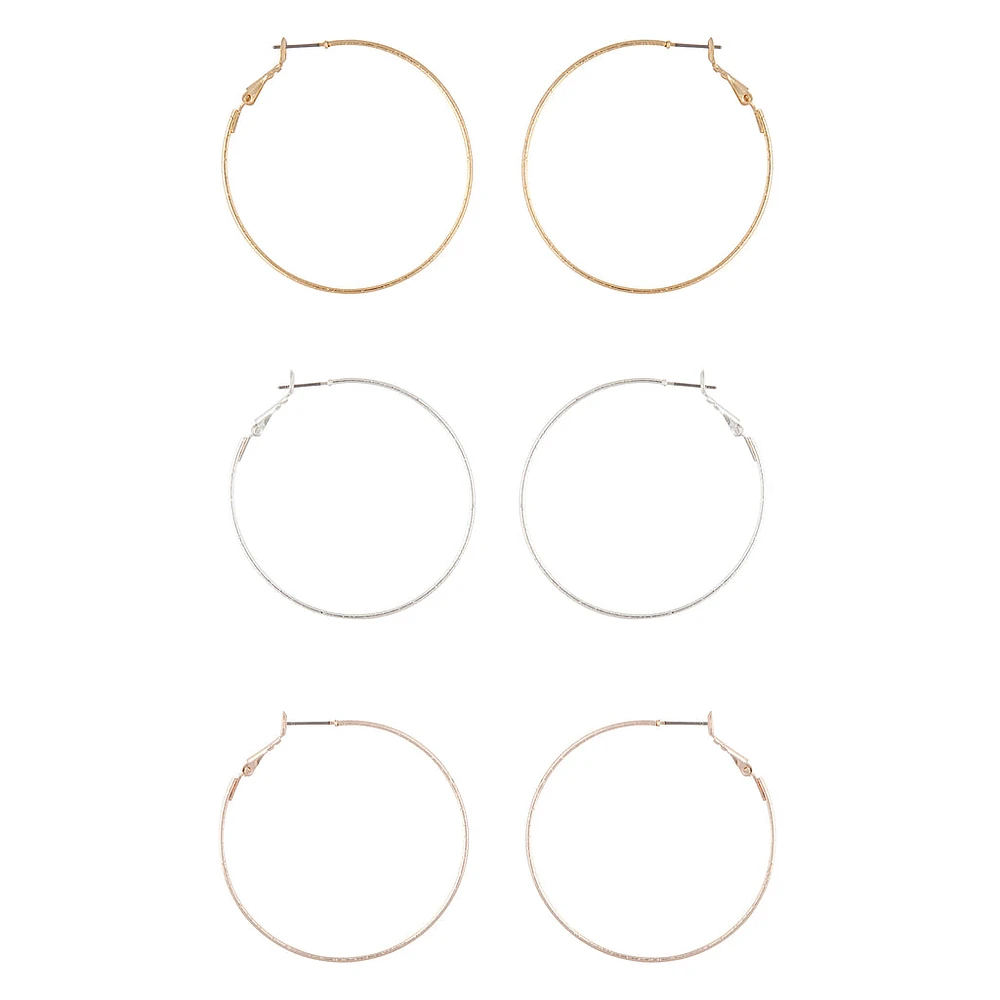 Mixed Metal Textured Hoop Earring Pack