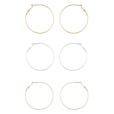 Mixed Metal Textured Hoop Earring Pack