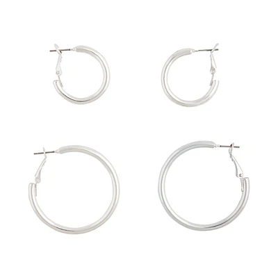 Silver Chunky Classic Hoop Earring Pack