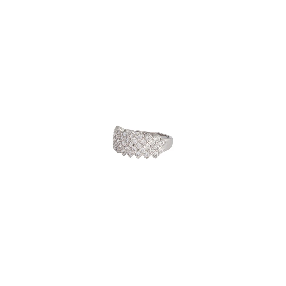 Silver Cubic Zirconia Lattice Ring