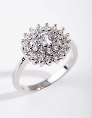 Silver Cubic Zirconia Round Surround Ring