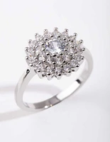 Silver Cubic Zirconia Round Surround Ring