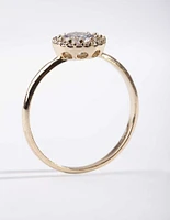 Gold Cubic Zirconia Circle Stone Surround Ring