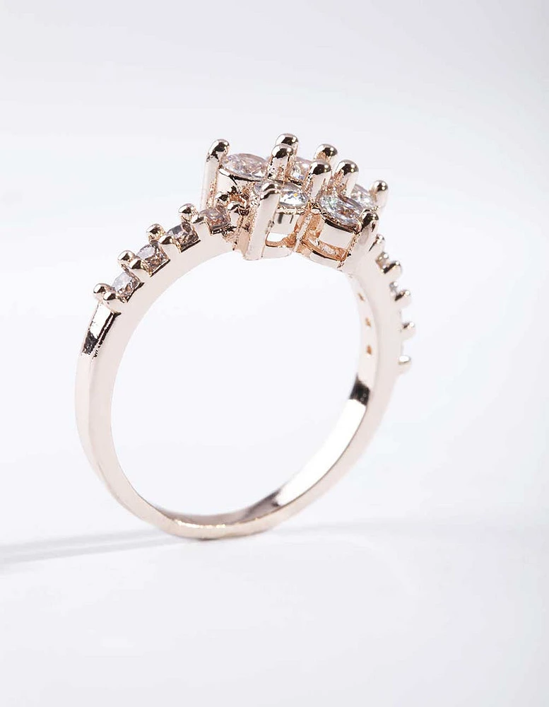 Rose Gold Cubic Zirconia Flower Ring