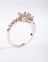 Rose Gold Cubic Zirconia Flower Ring