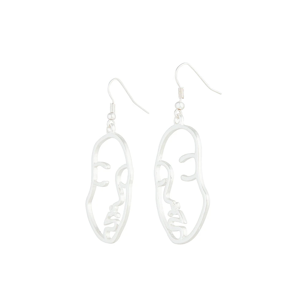 Silver Small Face Earrings