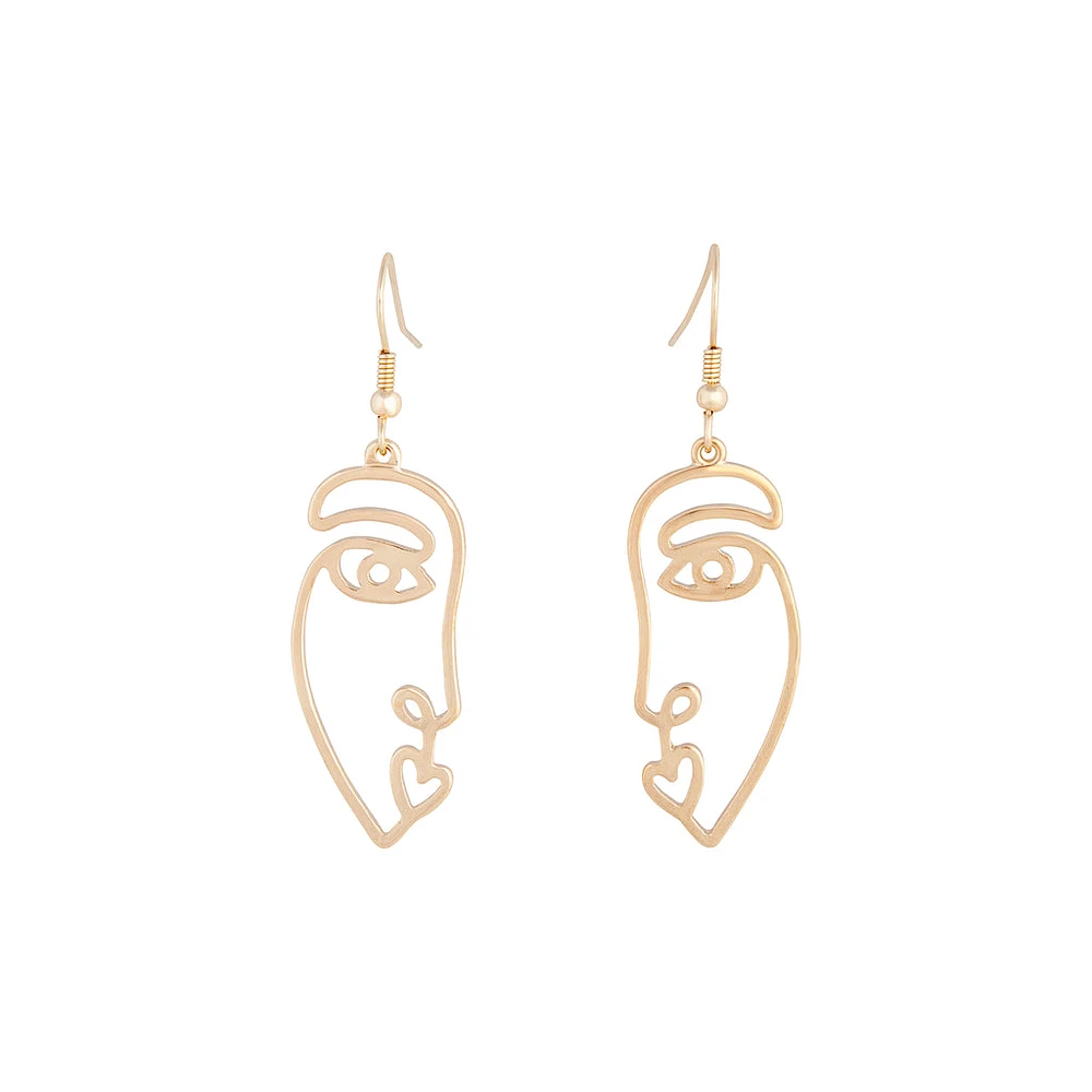 Gold Swirl Face Earrings