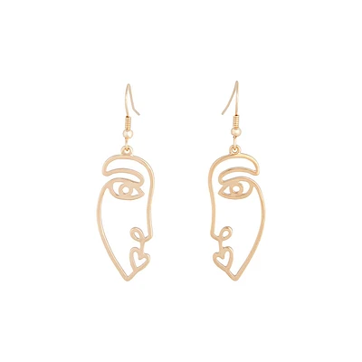 Gold Swirl Face Earrings