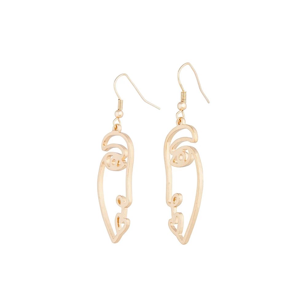 Gold Swirl Face Earrings