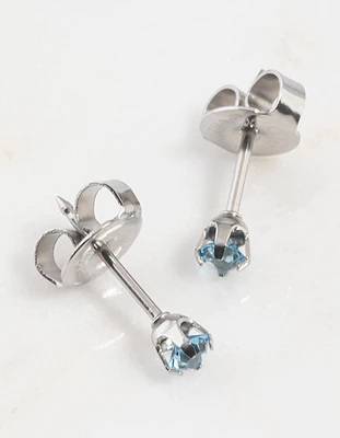 Surgical Steel Blue Crystal Piercing Stud 3mm